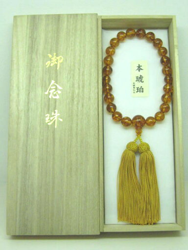 数珠 本琥珀 22玉 数珠 本琥珀 22玉