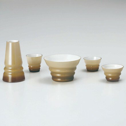 【現代仏具 五具足】 フィオット・ブラウン 【ヴェネチアンガラス製・モダン】【八木研】