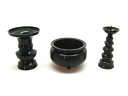 【仏具 三具足】 黒光色 花立・火立・香炉セット 2.5寸