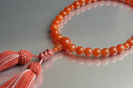 【数珠・念珠】最高級天然石念珠　8mmムーンストーン数珠（赤） 1