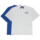 【サマーセール対象商品】N°21 LOGO PRINT T-SHIRT ヌメロヴェントゥーノ ロゴ プリント Tシャツ 半袖 カットソー コットン ブルー XL ラージサイズ