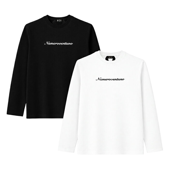 Rakuten - 【最短即日発送】 N°21 LONG SLEEVE T-SHIRT ヌメロヴェントゥーノ ロング スリーブ Tシャツ 長袖 カットソー イタリア メンズ ブラック ホワイト S M L XL XXL ラージ サイズ オンライン