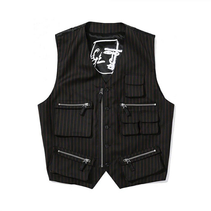 Supreme × JEAN PAUL GAULTIER 19SS Pinstripe Cargo Suit Vest シュプリーム ジャン ポール ゴルチエ カーゴベスト メンズ ブラック オンライン 通販 901ss19su3