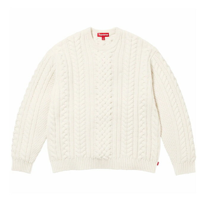 Supreme 23AW Week15 Appliqu? Cable Knit Sweater シュプリーム アップリケケーブルニットセーター メンズ トップス ストリート ファッション アイボリー 通販 オンライン 302fw23sk19