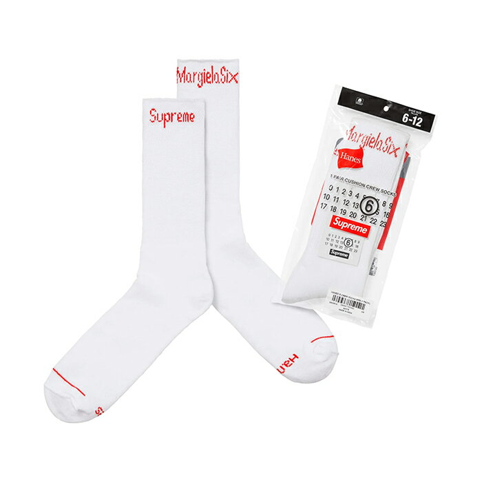 楽天マッシモ オフィシャルストアSupreme MM6 Maison Margiela Hanes Crew Socks （1 Pack） シュプリーム エムエムシックス ヘインズ クルーソックス 1足パック メンズ レッグウェア オンライン ホワイト 通販 401ss24a14