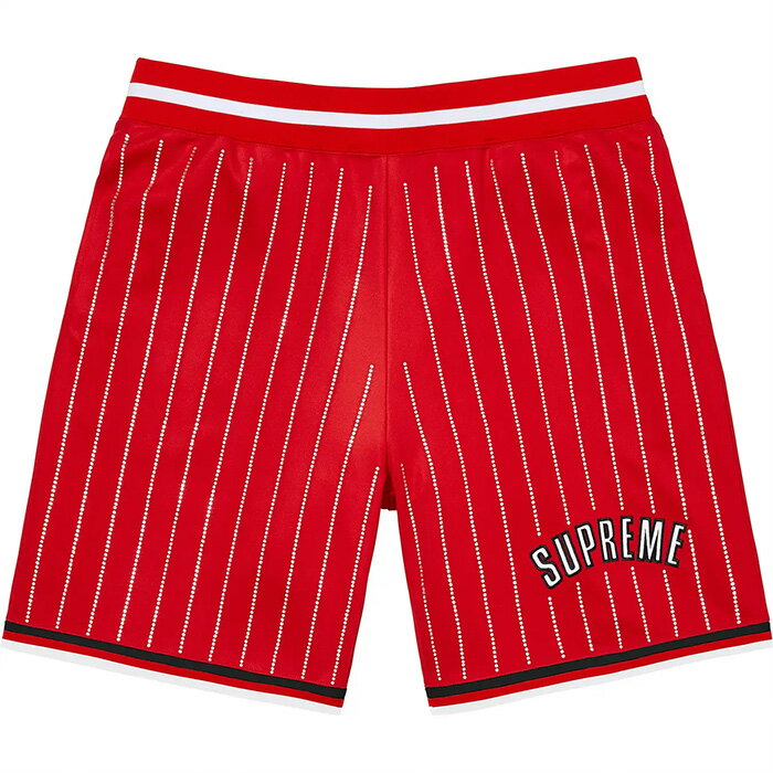 Supreme 22SS Week16 Rhinestone Stripe Basketball Short Vv[ CXg[XgCvoXPbg{[V[c n[tpc IC ʔ A 201ss22sh25