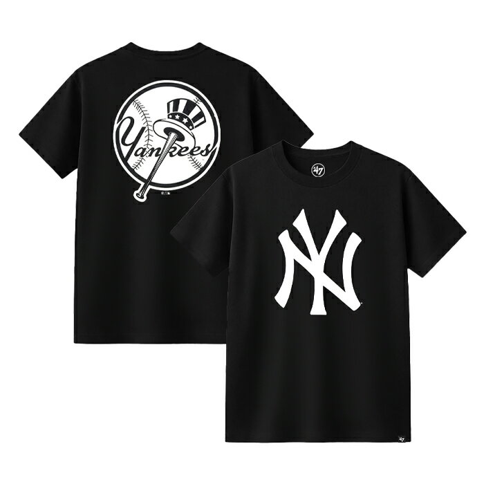 Rakuten - 【最短即日発送】 47BRAND YANKEES BACKER '47 ECHO TEE JET BLACK フォーティーセブン ヤンキース バッカー '47 エコー ジェット ブラック Tシャツ 半袖 カットソー 野球 スポーツ メンズ ブラック M L サイズ オンライン