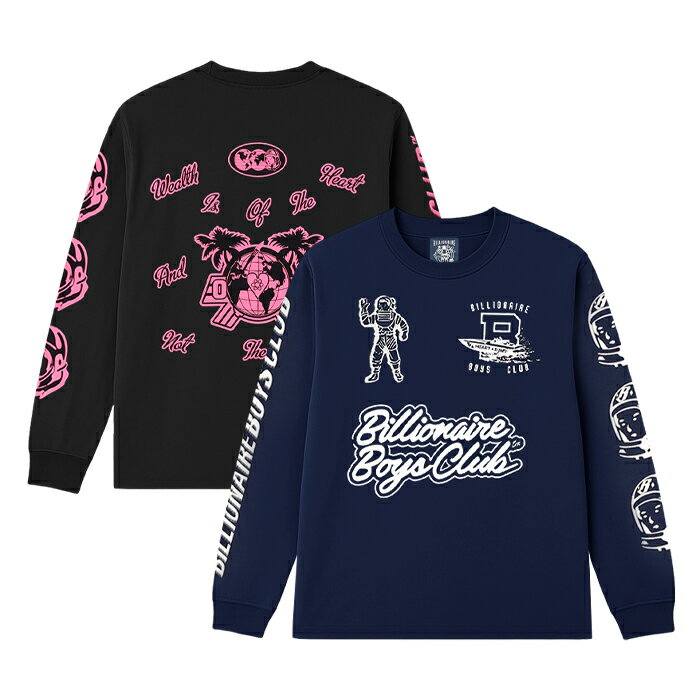 【最短即日発送】 BILLIONAIRE BOYS CLUB GLOBAL REGATTA MULTI PRINT LS T-SHIRT ビリオネア ボーイズ クラブ グローバル レガッタ ロングTシャツ 長袖 カットソー ストリート メンズ ブラック ネイビー S M L XL XXL ラージ サイズ オンライン