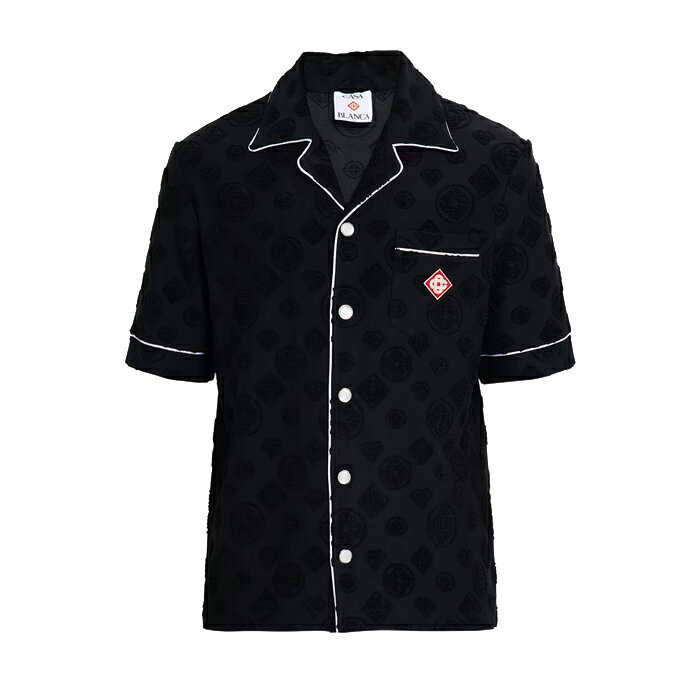  CASABLANCA TOWELLING MONOGRAM SHORT SLEEVE SHIRT カサブランカ タオリング モノグラム ショートスリーブ シャツ 半袖 ラグジュアリー メンズ ブラック S M L サイズ オンライン