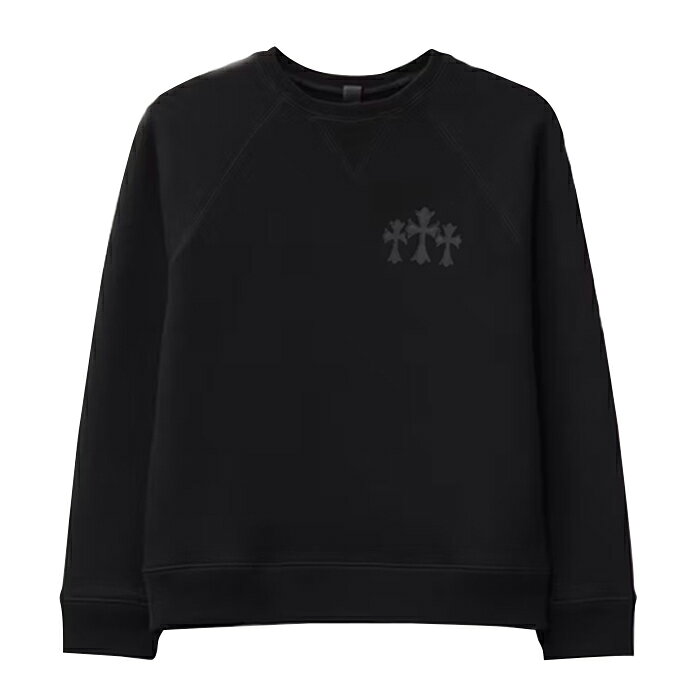【新品】 【最短即日発送】 CHROME HEARTS TRIPLE CROSS NYLON CH LOGO SWEATSHIRT クロムハーツ トリプル クロス ナイロン CH ロゴ スウェット シャツ 長袖 トレーナー Central Cee セントラルシー メンズ ブラック S M L サイズ オンライン