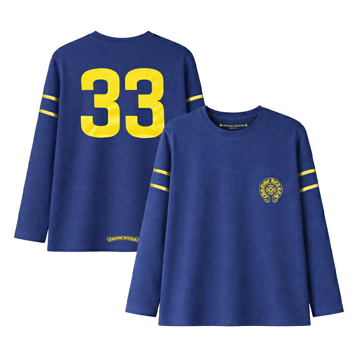 【最短即日発送】 CHROME HEARTS 33 HORSESHOE LONG SLEEVE TEE クロムハーツ 33 ホースシュー ロングスリーブ Tシャツ Central Cee ストリート レディース ブルー S M サイズ オンライン