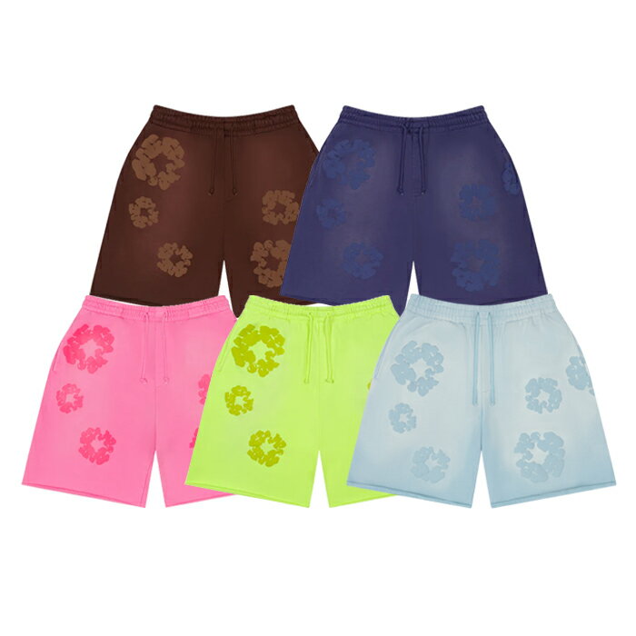 【最短即日発送】【新色追加】 DENIM TEARS MONO COTTON WREATH SWEAT SHORTS デニムティアーズ モノ コットン リース スウェット ショーツ 半ズボン 半パン フラワー リース 花柄 刺繍 ストリート Central Cee セントラルシー メンズ ネオングリーン S M サイズ オンライン
