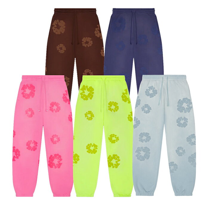 【最短即日発送】【新色追加】 DENIM TEARS MONO COTTON WREATH SWEAT PANTS デニムティアーズ モノ コットン リース スウェット パンツ ストリート Central Cee セントラルシー フラワー リース 花柄 刺繍 メンズ グリーン ピンク ブルー ブラウン S M サイズ オンライン