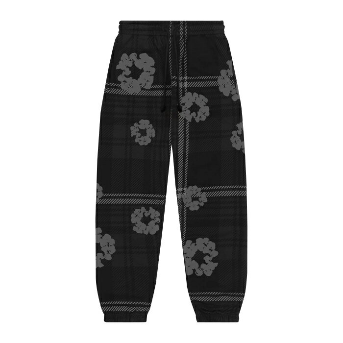 【最短即日発送】 DENIM TEARS PLAID COTTON WREATH ZIP SWEAT PANTS デニムティアーズ プラッド コットン リース スウェット パンツ 花柄 Central Cee セントラルシー メンズ グレー ブラック S M L XL ラージ サイズ オンライン