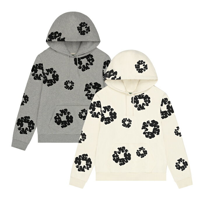 【最短即日発送】 DENIM TEARS BLACK COTTON WREATH HOODIE デニムティアーズ ブラック コットン リース フーディー 長袖 パーカー 花柄 プリント 立体 Central Cee ストリート メンズ オートミール グレー XS S M L XL サイズ オンライン