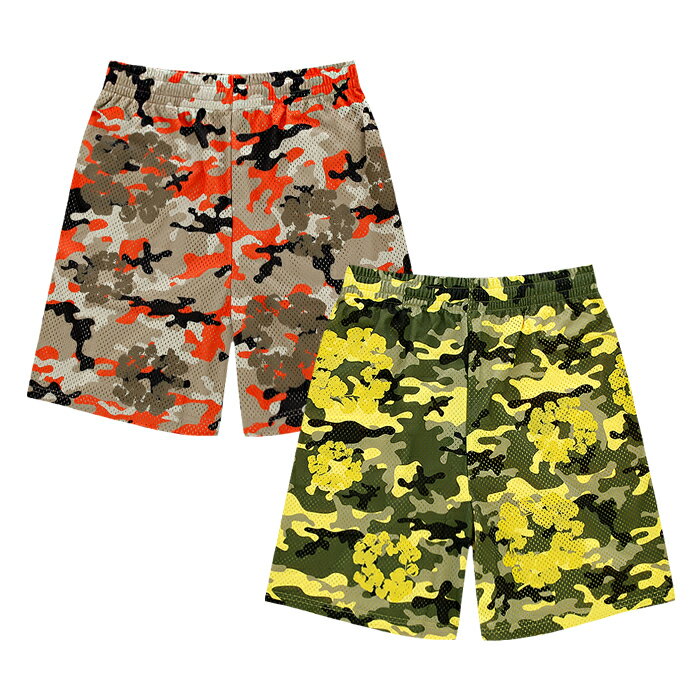 Rakuten - 【最短即日発送】 DENIM TEARS CAMO COTTON WREATH MESH SHORTS デニムティアーズ カモ コットンリース メッシュ ショーツ 半ズボン 半パン ハーフ パンツ Central Cee ストリート メンズ イエロー ベージュ S M L XL ラージ サイズ オンライン
