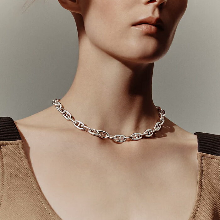 【最短即日発送】 HERMES CHAINE D'ANCRE NECKLACE, LARGE MODEL エルメス シェーヌダンクル ネックレス ラージモデル 贈り物 ギフト プレゼント ユニセックス シルバー 29 31 サイズ オンライン 2