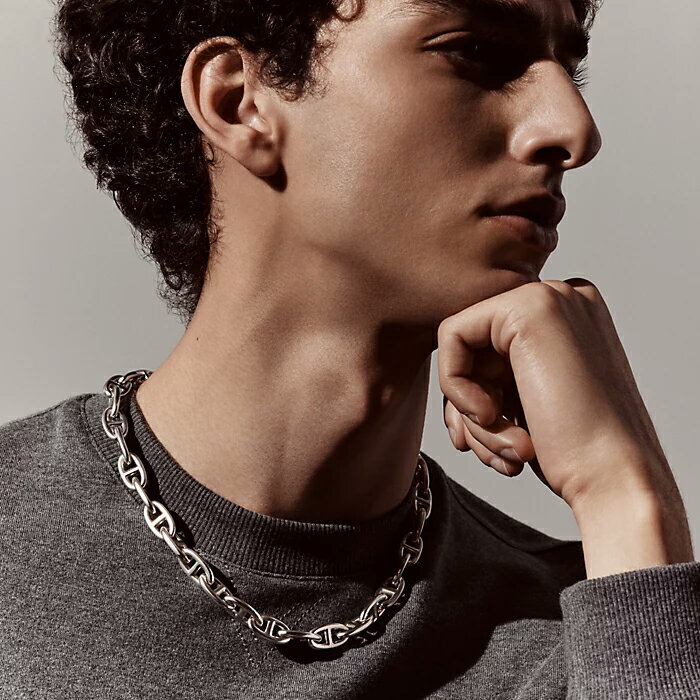 【最短即日発送】 HERMES CHAINE D'ANCRE NECKLACE, LARGE MODEL エルメス シェーヌダンクル ネックレス ラージモデル 贈り物 ギフト プレゼント ユニセックス シルバー 29 31 サイズ オンライン 3