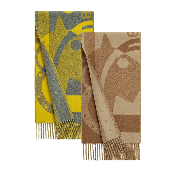 HERMES - 【最短即日発送】 HERMES READY STEADY GO SCARF エルメス カシミヤ マフラー レディ ステディ ゴー ラグジュアリー 贈り物 ギフト プレゼント メンズ グレー ベージュ F サイズ オンライン