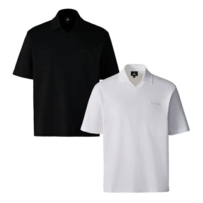 【最短即日発送】 MACKAGE MARCO ORGANIC COTTON POLO マッカージュ マルコ オーガニック コットン ポロ シャツ 半袖 襟 Vネック ラグジュアリー ストリート メンズ ブラック ホワイト M L XL ラージ サイズ オンライン