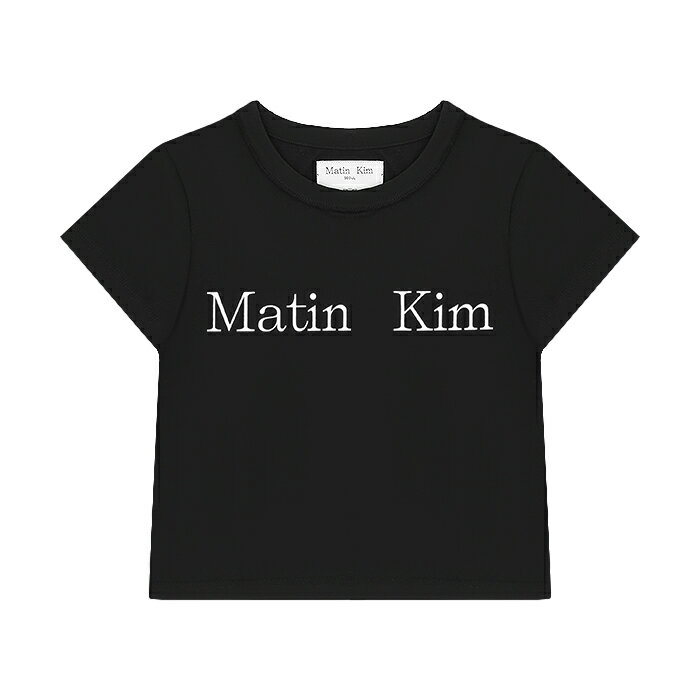【最短即日発送】 MATIN KIM LOGO CUTTED CROP TOP マーティンキム パターン アートワーク ロゴ クロップ トップ Tシャツ 半袖 カットソー ロゴ プリント レディース ホワイト ブラック S M L XL ラージ サイズ オンライン 3