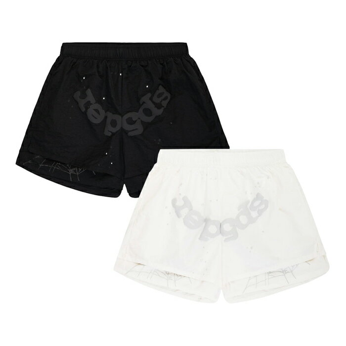SP5DER OG WEB DOUBLE LAYER SHORT スパイダー OG ウェブ ダブル レイヤー ショーツ 半ズボン 半パン YOUNG THUG ヤング・サグ ストリート メンズ ホワイト ブラック XS S M L XL サイズ オンライン