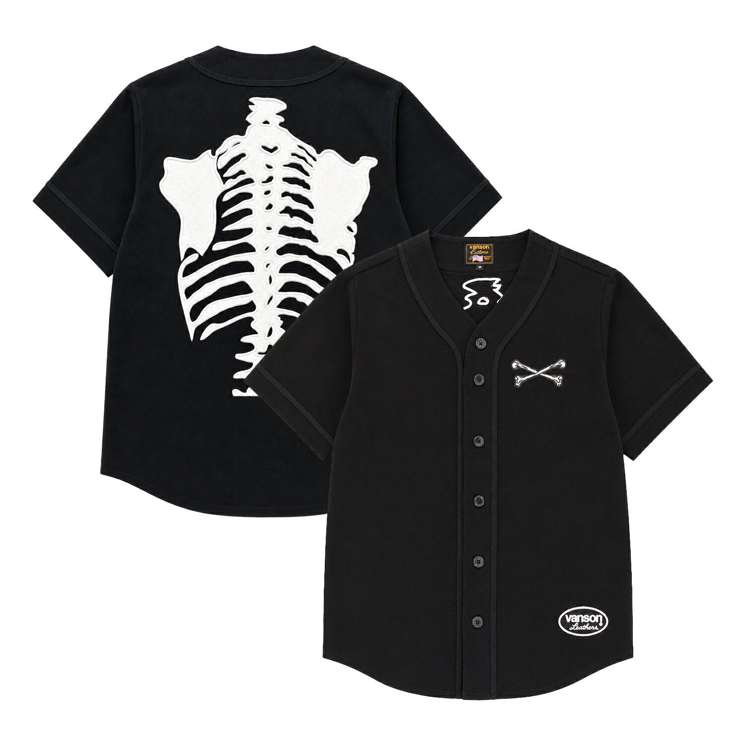 Rakuten - 【最短即日発送】 VANSON BB SHIRT バンソン ベースボール シャツ 半袖 ワッペン ロゴ ストリート メンズ ブラック S M L XL ラージ サイズ オンライン