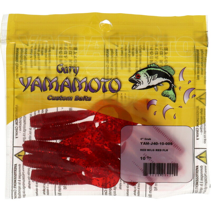 ゲーリーヤマモト ワーム 4インチ グラブ 009 レッド/レッドフレーク【ゆうパケット】