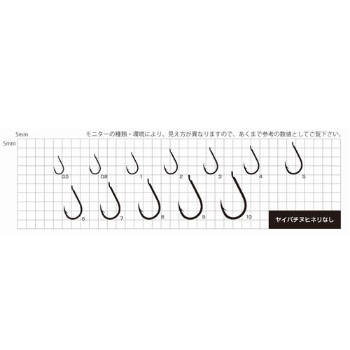 ささめ針 ヤイバX ヤイバチヌヒネリなし XH−05 1号 14本入 ブラック【ゆうパケット】