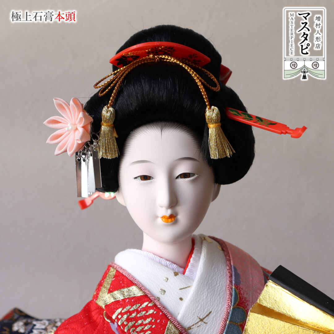 とっておきの傑作を『Mastapi』の日本人形 寿喜代作 GX-10-3 舞扇 工芸品 尾山人形 可愛い コンパクト 和モダン おしゃれ 国産 インテリア 増村人形店 MMN2242｜アングル3