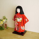 元賀章介作 12号(尺二)正絹手刺繍 まり 赤色 手塗本漆台 市松人形 女の子 かわいい 上品 童 国産 雛人形 お雛様