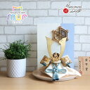 MUR(ミュール)伝統工芸士・京都 武久 寛宗作 正絹淡浅葱色 本金箔押金小札兜 大川組子(伝統的工芸品)衝立飾 ナチュラル杉台 五月人形 コンパクト 五月飾り...