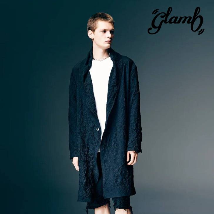 Rakuten - お取り寄せ商品 glamb グラム コート メンズ Crinkle Shawl Collar Coat/クリンクルショールカラーコート ベージュ ブラック GB0126/JKT04