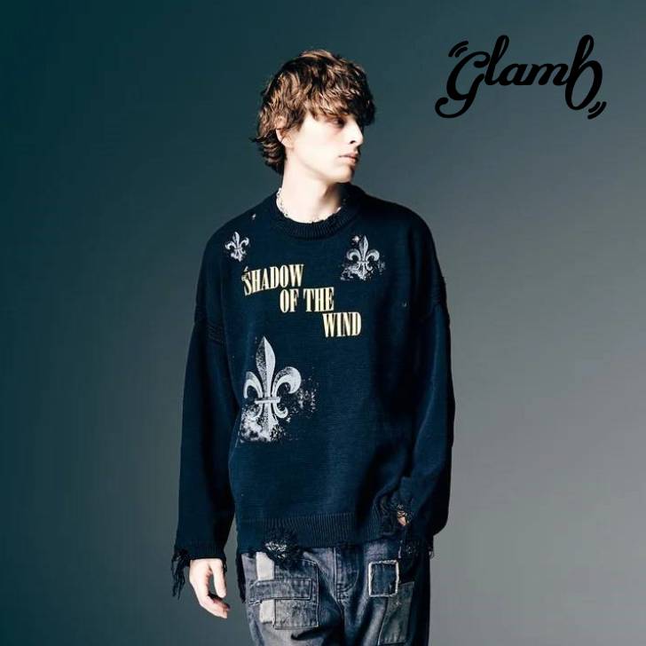 Rakuten - お取り寄せ商品 glamb グラム ニット メンズ Sacred Damage Knit セイクリッドダメージニット 春 レッド ブラック GB0126/KNT02 メンズ 服 ブランド