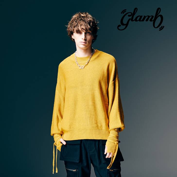 Rakuten - お取り寄せ商品 glamb グラム ニット メンズ Blow Creed Knit ブロウクリードニット 春 イエロー レッド ブラック GB0126/KNT05 メンズ 服 ブランド