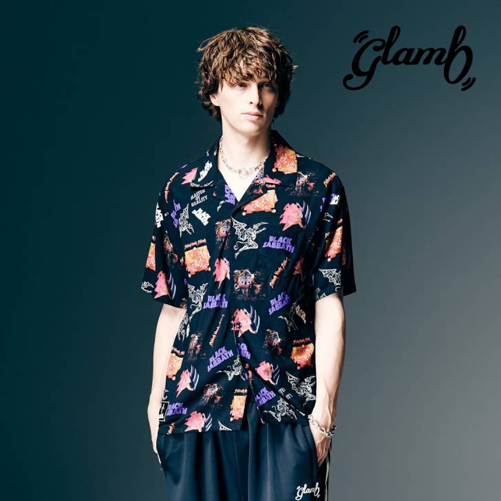 Rakuten - お取り寄せ商品 glamb グラム 半袖シャツ メンズ Black Sabbath Open Collar Shirt ブラックサバスオープンカラーシャツ 春 ブラック GB0126/SH01