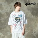 お取り寄せ商品 glamb グラム 5分袖Tシャツ メンズ Lily Skull T-Shirt/リリースカルTシャツ 春夏商品 ホワイト ブルー ブラック GB0125/CS07 ゆったり ブランド 薄手 30代 40代 50代 きれいめ 男 かっこいい オシャレ 軽い 服