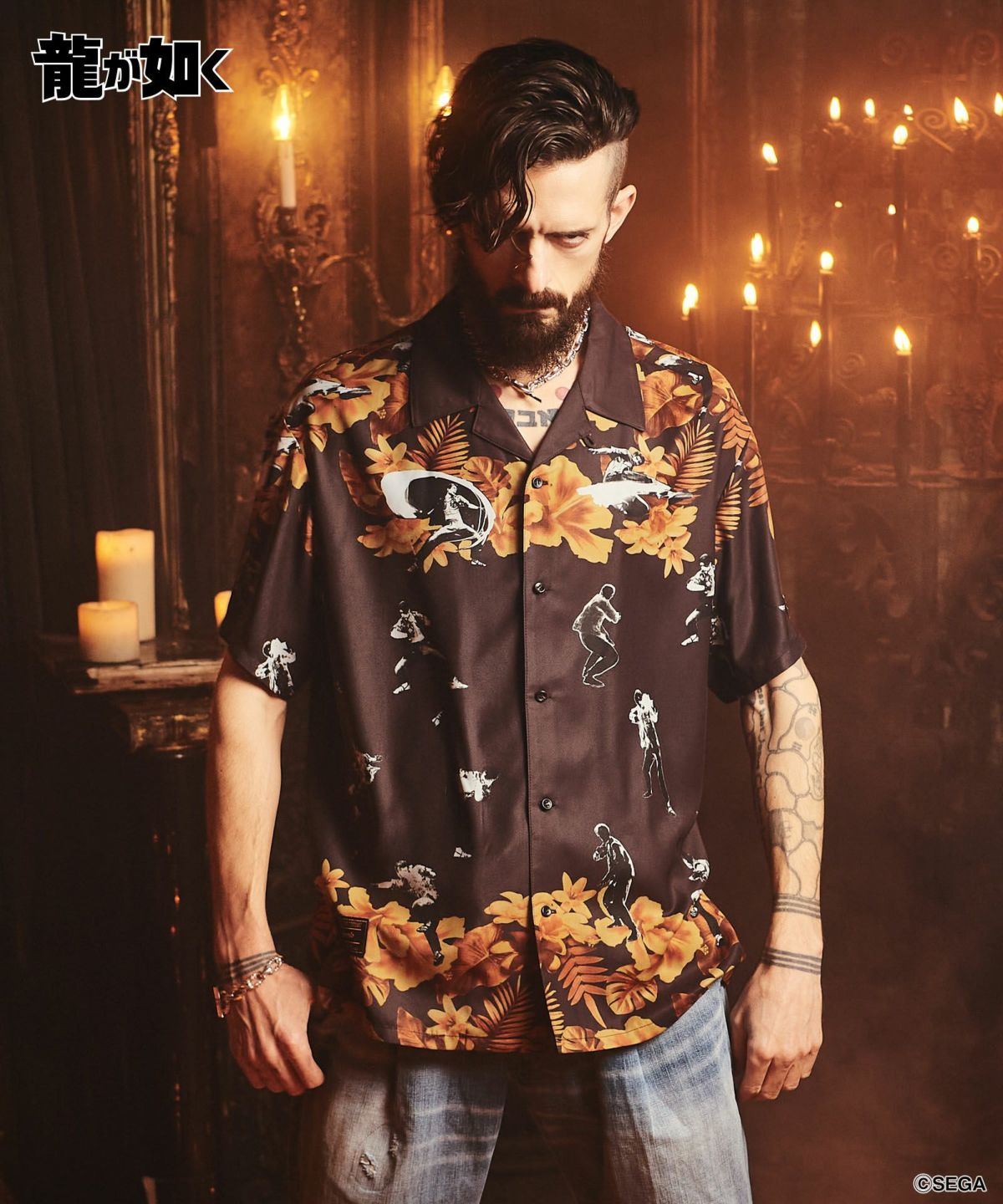 楽天メンズファッションMasterPieceお取り寄せ商品 glamb グラム 半袖シャツ メンズ Mad Dog Aloha Shirt/マッドドッグアロハシャツ 春夏商品 ブラウン ブラック GB0225/LD02 龍が如く