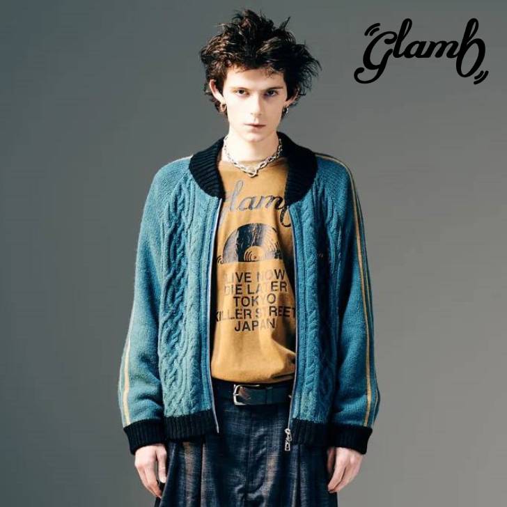 glamb グラム ニット メンズ Knit Line Jersey/ニットラインジャージー 秋冬 ブルー ブラック GB0425/KNT07 ブランド 30代 40代 50代 きれいめ 男 かっこいい オシャレのサムネイル