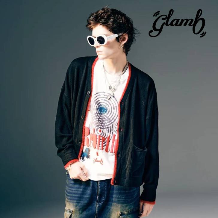 お取り寄せ商品 glamb グラム カーディガン メンズ Layered Cardigan/レイヤードカーディガン 秋冬 オレンジ ブラック GB0425/KNT08 ブランド 30代 40代 50代 きれいめ 男 かっこいい オシャレのサムネイル