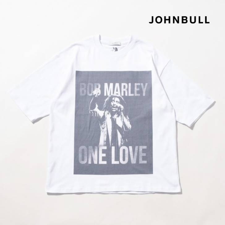 Rakuten - ジョンブル johnbull Johnbull 5分袖Tシャツ メンズ アーティストTシャツ(BOB MARLEY/ONE LOVE 9) 春夏商品 ホワイト コットン100% ブランド 涼しい 薄手 30代 40代 50代 インナー 夏 半袖 JT243C13 服 ブランド