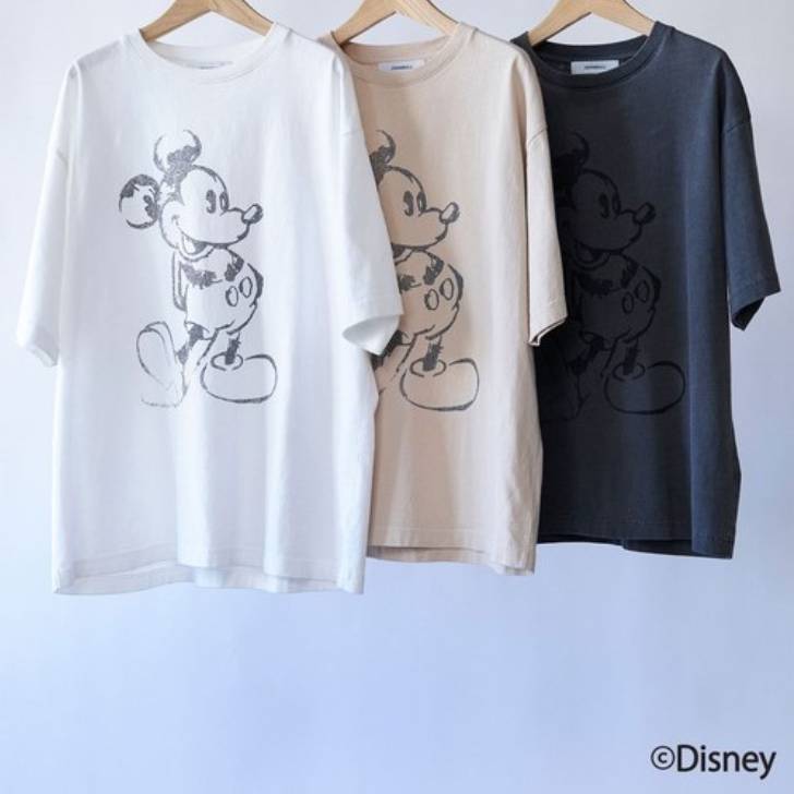 Character - ジョンブル johnbull Johnbull 半袖Tシャツ メンズ MICKEY MOUSE/Print Tシャツ 春夏ファッション ホワイト ライトベージュ チャコールグレー JT252C02 コットン100% ブランド 涼しい 薄手 30代 40代 50代 インナー 夏 半袖 服