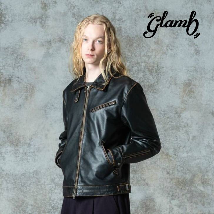 glamb グラム ブルゾン メンズ Hidden Valley Leather Jacket/ヒドゥンバレーレザージャケット ブラウン ブラック GB0325/JKT01(4.0)