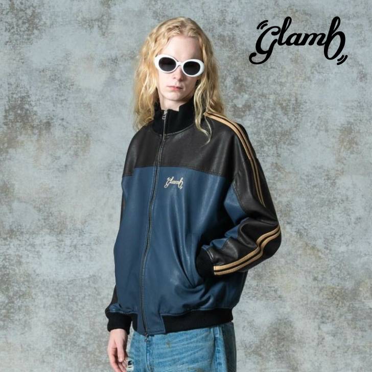 楽天メンズファッションMasterPieceお取り寄せ商品 glamb グラム ブルゾン メンズ Synth Leather Track Jacket/シンセレザートラックジャケット 秋冬 ネイビー カーキ ブラック GB0325/JKT10