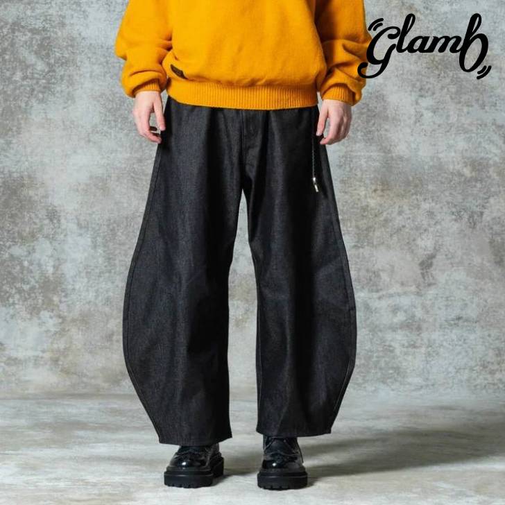 お取り寄せ商品 glamb グラム デニムパンツ メンズ Oval Baggy Denim/オーバルバギーデニム 秋冬 インディゴ ブラック GB0325/P07 ブランド 30代 40代 50代 男 かっこいい オシャレ 服
