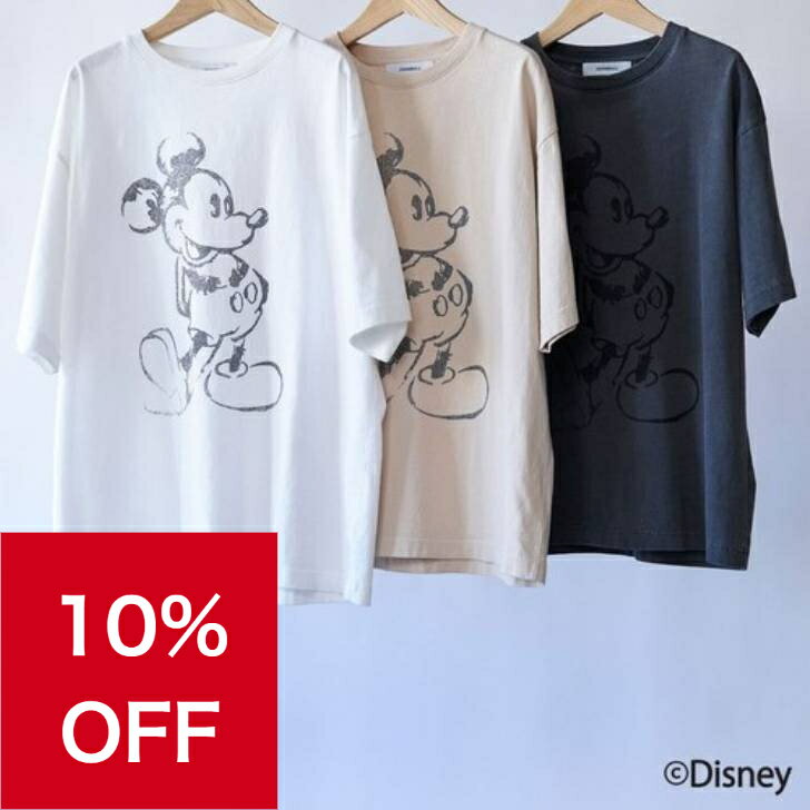【10％OFF＆クーポン配布中】 ジョンブル johnbull Johnbull 半袖Tシャツ メンズ MICKEY MOUSE/Print Tシャツ 春夏ファッション ホワイト ライトベージュ チャコールグレー JT252C02 コットン100% ブランド 涼しい 薄手 30代 40代 50代 インナー 夏 半袖 服