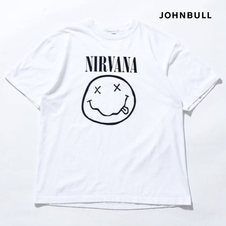 ジョンブル johnbull Johnbull 半袖Tシャツ メンズ アーティストTシャツ(NIRVANA/SMILEY) 春夏ファッション ホワイト チャコールグレー JT261C44 コットン100% ブランド 涼しい 薄手 30代 40代 50代 インナー 夏 半袖 服