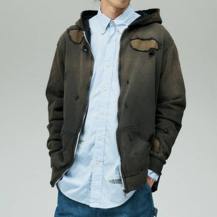 Rakuten - ジョンブル johnbull Johnbull 長袖パーカー メンズ リメイクZIPアップパーカー 春ファッション ブルーグレー ブラック JY261C08 コットン100% 30代 40代 50代 メンズ 服 ブランド