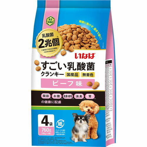 Rakuten - いなば すごい乳酸菌 クランキー ビーフ味 760gいなば INABA 犬 イヌ ドライ かりかり 総合栄養食 ごはん フード ドライフード 乳酸菌