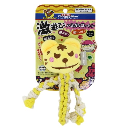 Rakuten - 激遊びハミガキコットン とらっち S 1個ドギーマン 犬 おもちゃ デンタル玩具 ぬいぐるみ ロープ